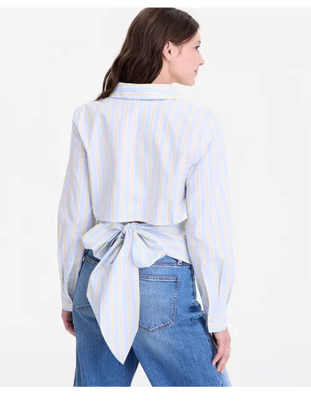 Striped Back-Tie Shirt - Light Blue & Yellow